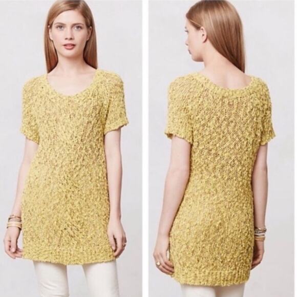 Moth Anthropologie Julliet Open Weave Knit Sweater - Yellow & Brown - Medium - Picture 1 of 8